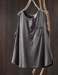 Summer Camisole Front Buckle Cotton Tops for Women