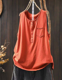 Summer Camisole Front Buckle Cotton Tops for Women