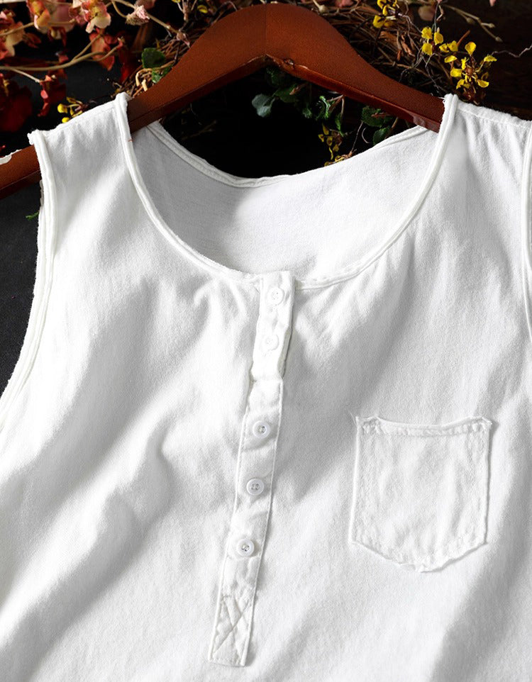 Summer Camisole Front Buckle Cotton Tops for Women