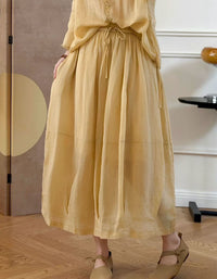 Soft breathable midi skirt loose fit summer outfit