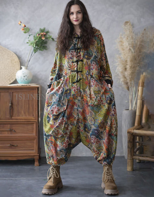 floral oversized jumpsuit women front view baggy fit
