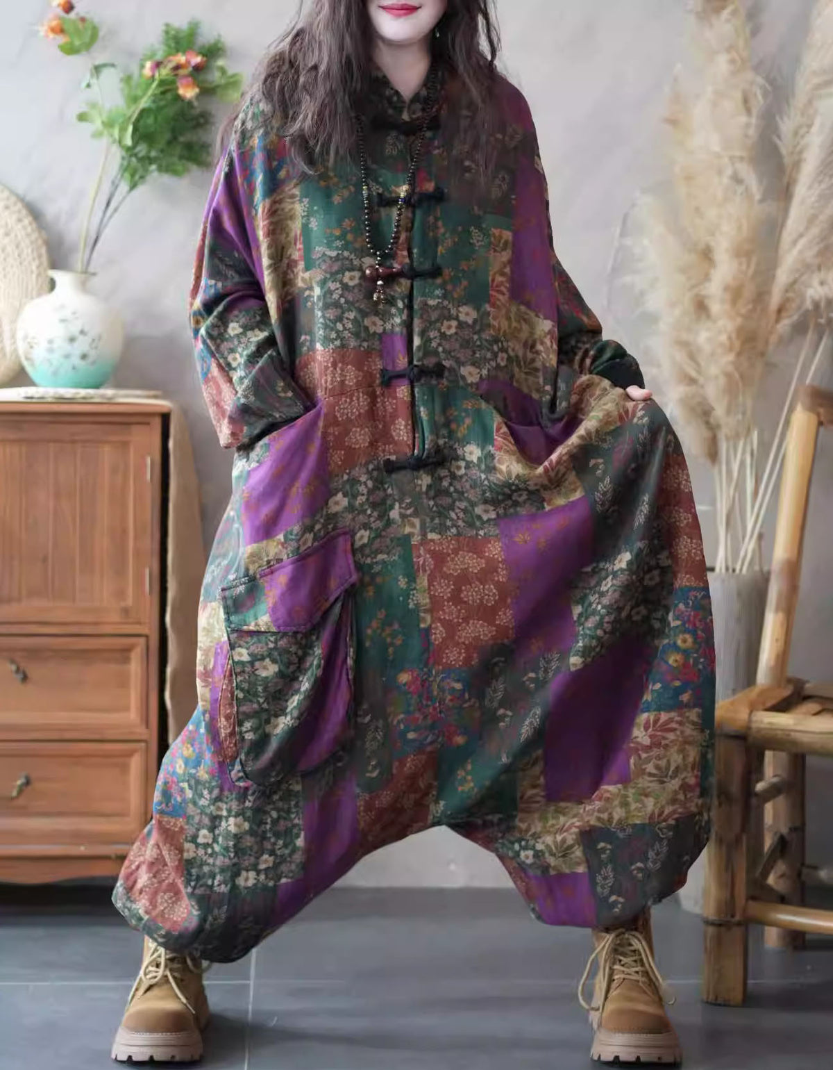 loose fit floral romper women casual outfit