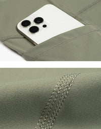Close-up of a green fabric pocket with showing stitching detail