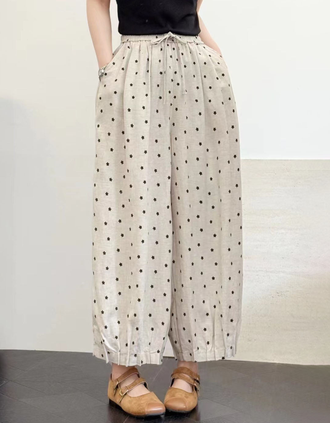 Casual Printed Loose Fit Wide Leg Pants Women