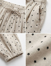 Summer Boho Cotton Wide Leg Pants Elastic Waist