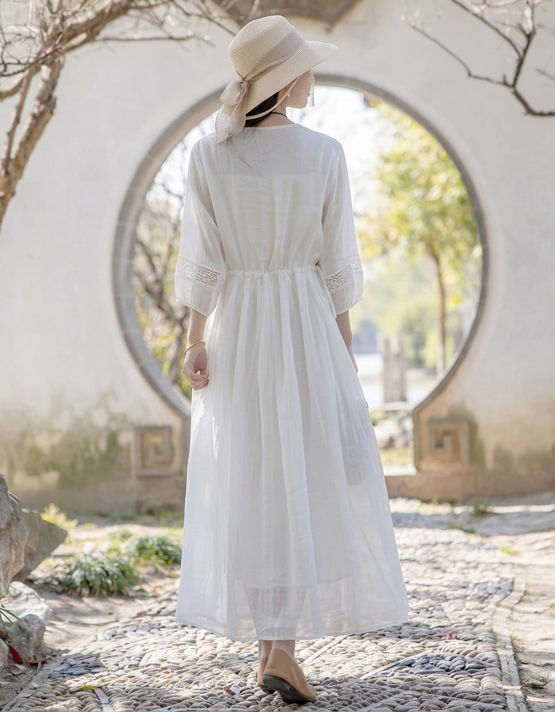 Elegant Boho Long Dress with Soft Lace