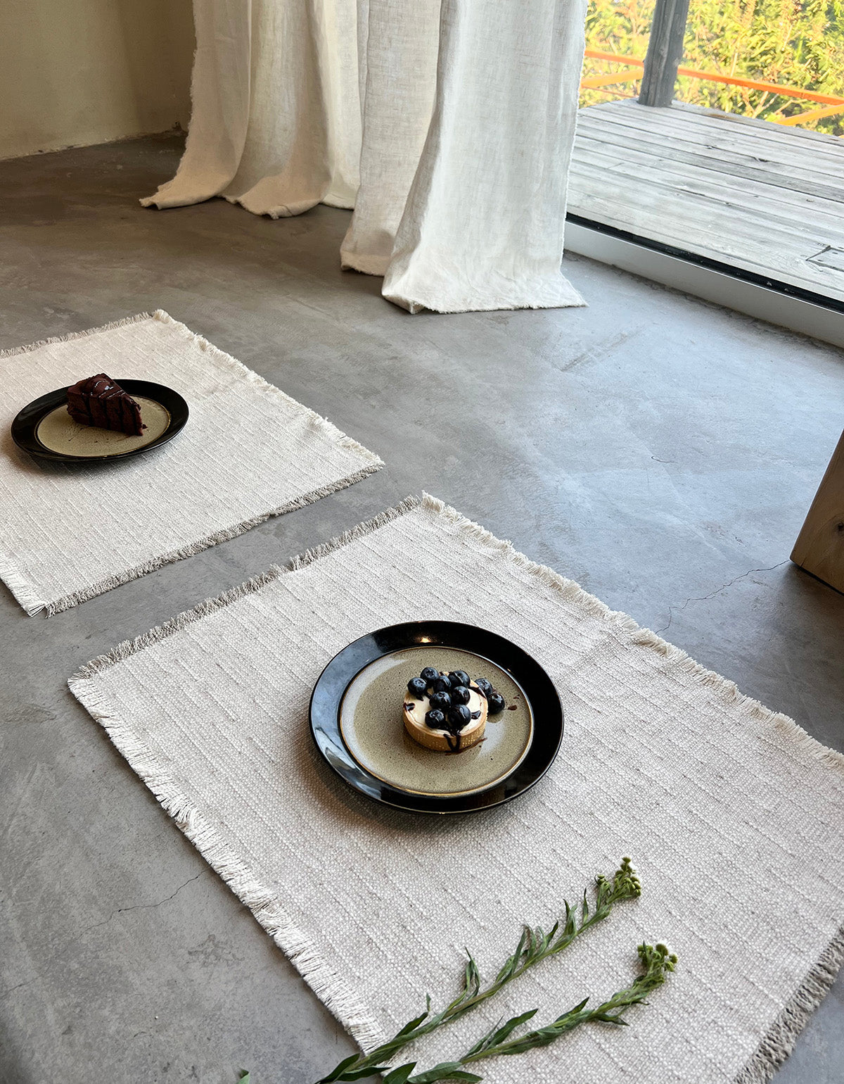 Textured Cotton Linen Raw Edge Placemat