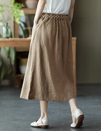 Versatile Front Slit Summer Linen Skirts