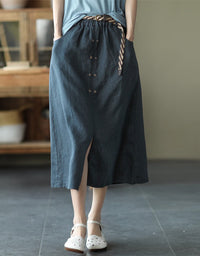 Versatile Front Slit Summer Linen Skirts