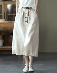 Versatile Front Slit Summer Linen Skirts