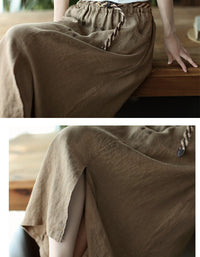Versatile Front Slit Summer Linen Skirts