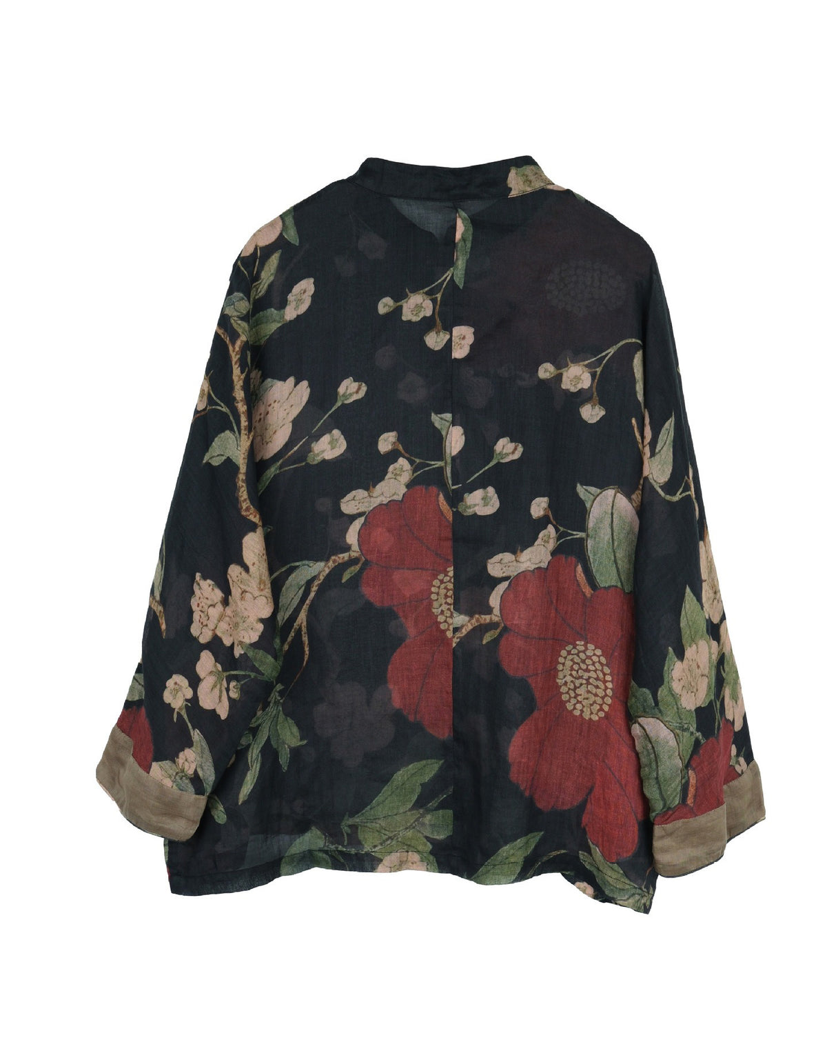 Summer Vintage Floral Linen Long Sleeve Shirt