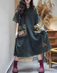 Oversized vintage style denim dress casual outfit