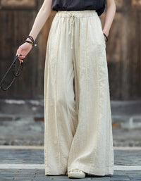Vintage Breathable Ramie Linen Palazzo Pants