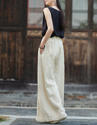 Vintage Breathable Ramie Linen Palazzo Pants