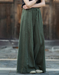 Vintage Breathable Ramie Linen Palazzo Pants