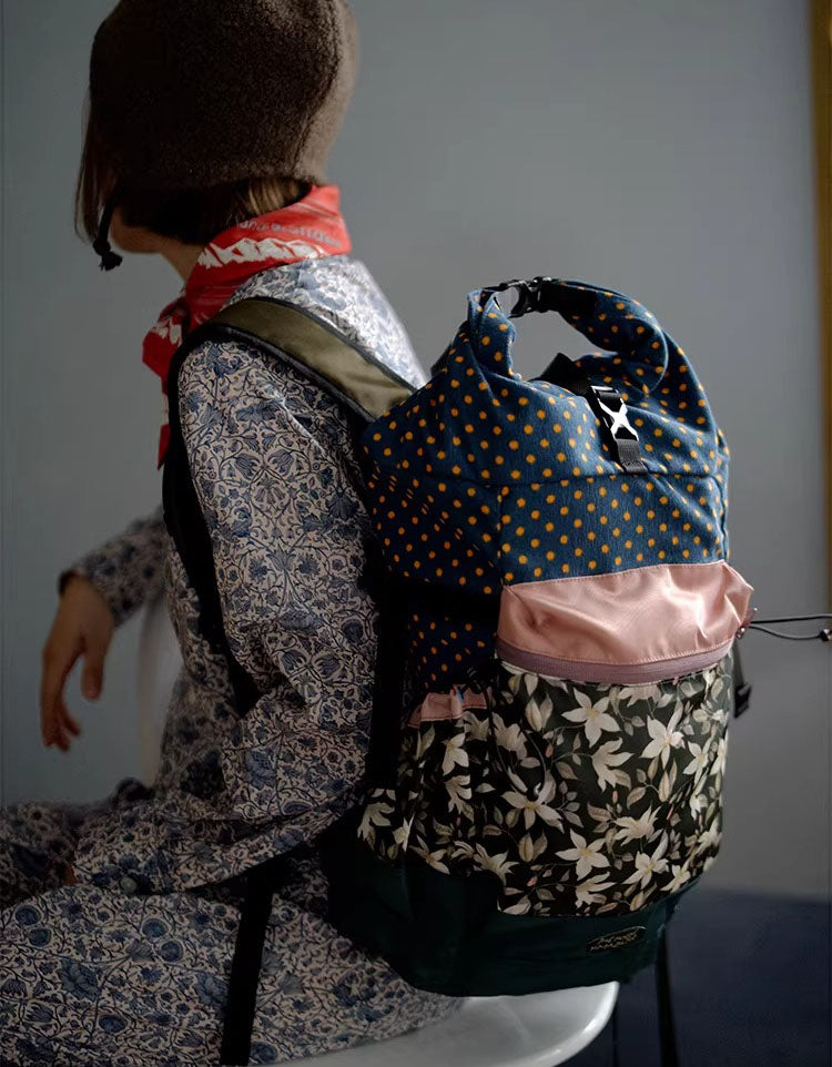 floral print canvas backpack casual travel daypack women