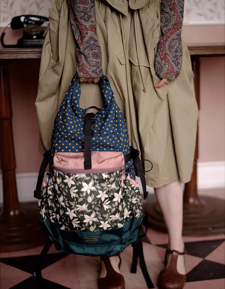 Casual Floral Canvas Backpack Large Capacity Travel School Bag