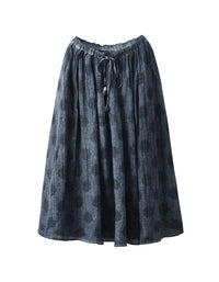 Vintage Casual Loose Fit Navy Blue Linen Maxi Skirt