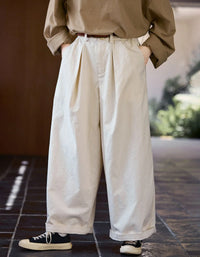 Vintage Casual Loose Wide Leg Cotton Trousers - Islinen