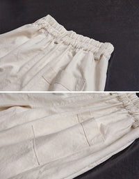 Vintage Casual Loose Wide Leg Cotton Trousers - Islinen