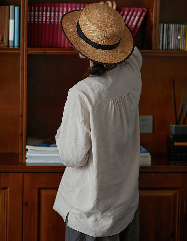 Vintage Casual Neutral Color Long Shirt
