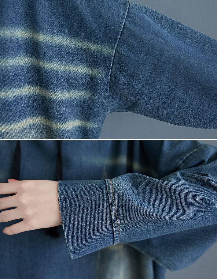Vintage style women’s denim hoodie dress outdoor casual wear