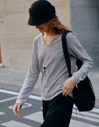 lightweight striped long sleeve top women casual