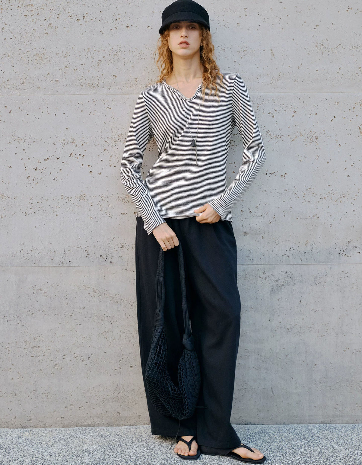 thin stripe long sleeve top women minimalist style