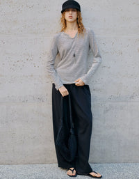 thin stripe long sleeve top women minimalist style