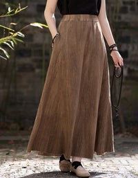 Vintage Casual Summer Look Ramie Linen Skirt