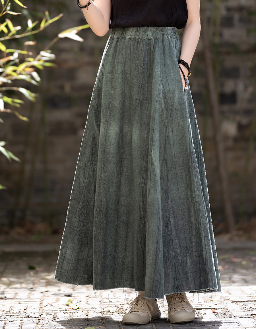 Vintage Casual Summer Look Ramie Linen Skirt