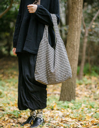 Vintage Classic Plaid Cotton Linen Bag