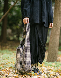 Vintage Classic Plaid Cotton Linen Bag
