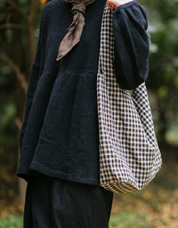 Vintage Classic Plaid Cotton Linen Bag