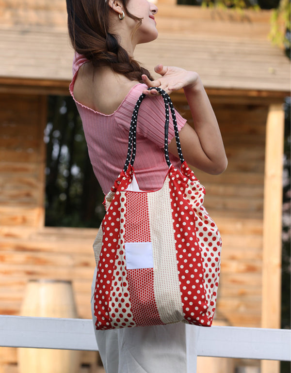 Vintage Colorful Patch Cotton Linen Bag