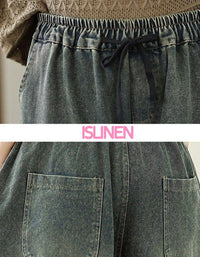 Vintage Comfortable Elastic Waist Wide Leg Jeans - Islinen
