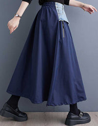 Vintage Denim Patchwork Maxi Skirt