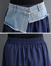 Vintage Denim Patchwork Maxi Skirt