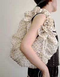 Ruched Fabric Ruffle Shoulder Bag for Women