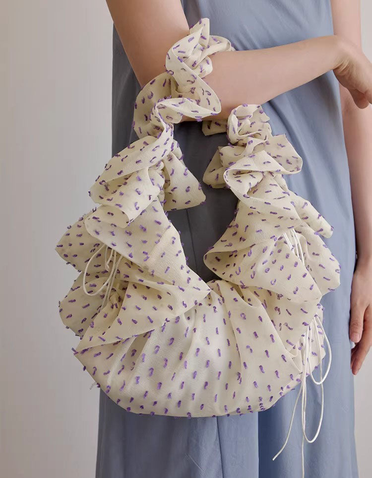 Cute Ruched Ruffle Shoulder Bag Aesthetic Purse
