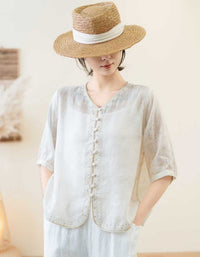 Lightweight Linen Summer Top Women Loose Fit Blouse