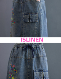 Elastic waist denim skirt casual everyday outfit