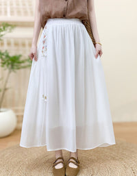 Women’s Soft Lavender Long Skirt – Elegant Flowing High Waist Modest Summer Skirt