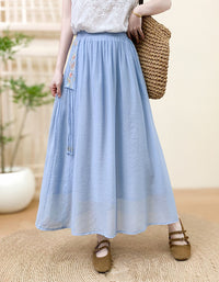 Vintage Inspired Lavender Maxi Skirt – Soft Flowy Bohemian Summer Skirt with Embroidery