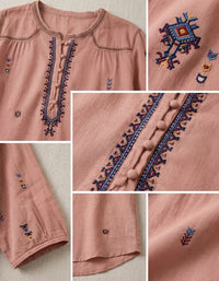 Orange Purple Lightweight breathable linen summer top detail