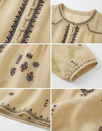 Yellow Lightweight breathable linen summer top detail