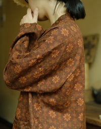 Vintage Ethnic Style Floral Print Linen Top