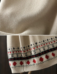 Women's Boho Knit Sweater Vest – Vintage Fair Isle Button Front Top