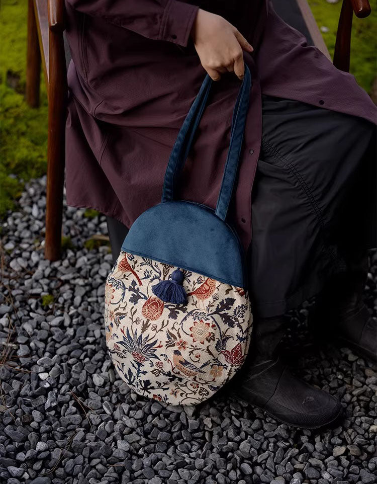 Floral pattern canvas shopping bag for daily use